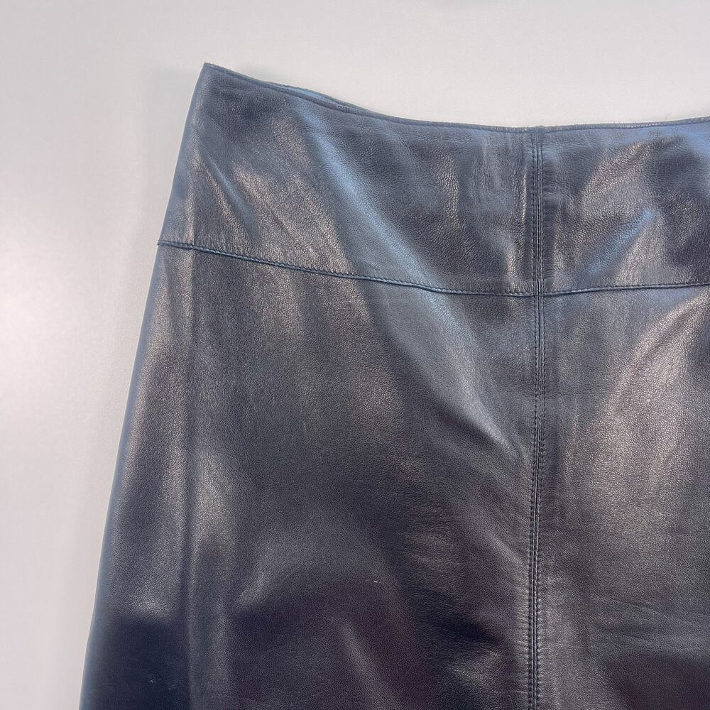 bebe Soft Leather Fittted Skirt Front Slit Size 8 Black Y2K Back Zip Flat Front - Picture 7 of 10